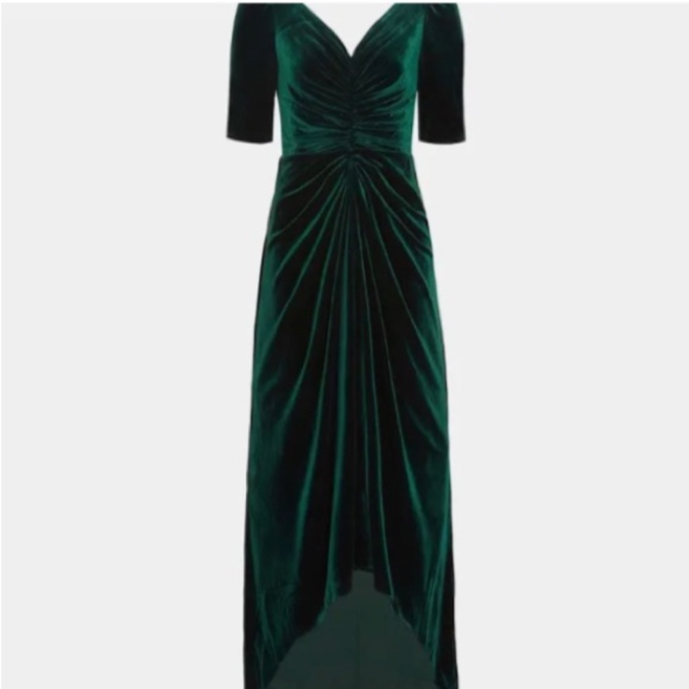 Green Velvet High-Low Gown